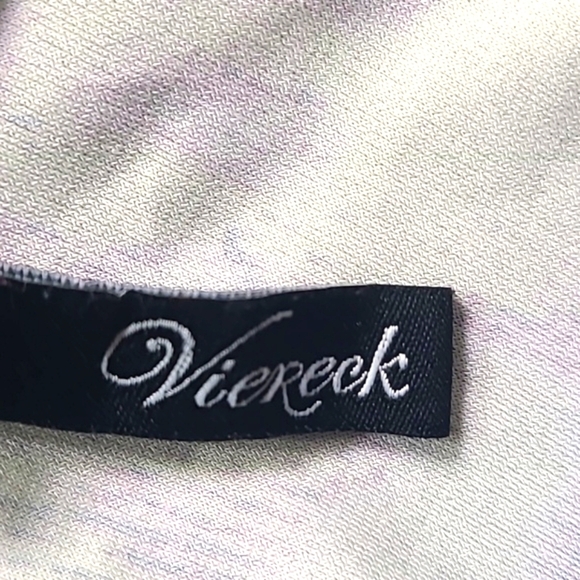 Viereck Multicolor V-Neck Top, Teal w/Splashes of Yellow, Purple & Pink Sz Small - Picture 8 of 9